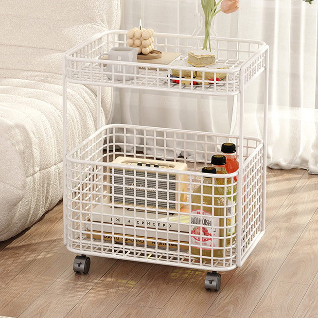 Minimalist Iron Hollow End Table with Wheels