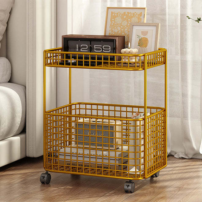Minimalist Iron Hollow End Table with Wheels