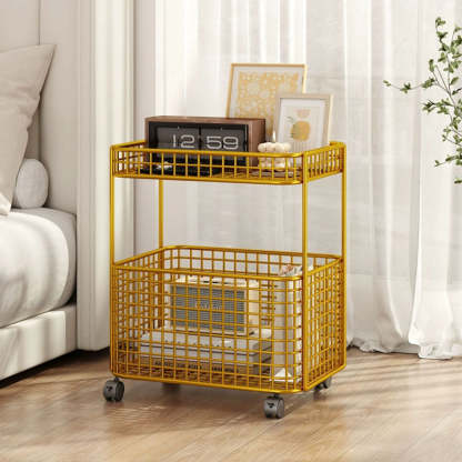 Minimalist Iron Hollow End Table with Wheels