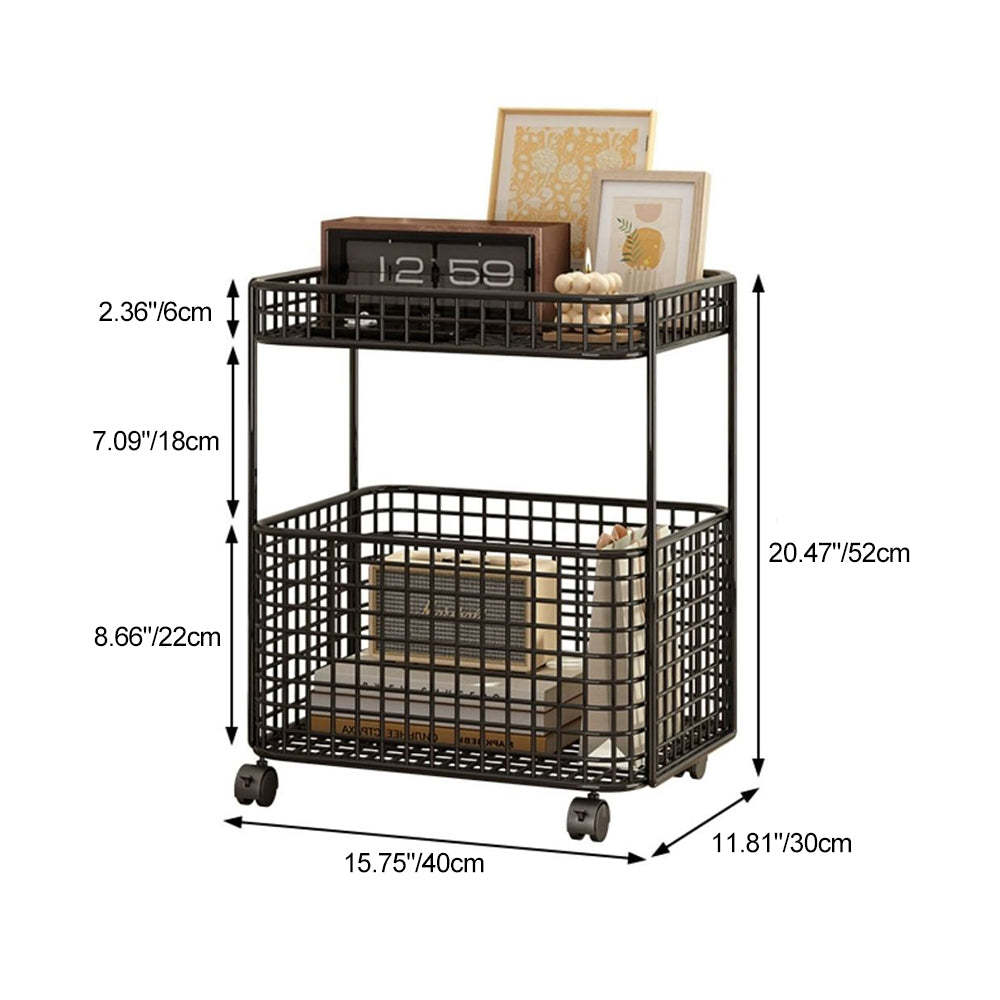 Minimalist Iron Hollow End Table with Wheels