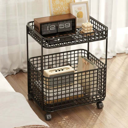 Minimalist Iron Hollow End Table with Wheels
