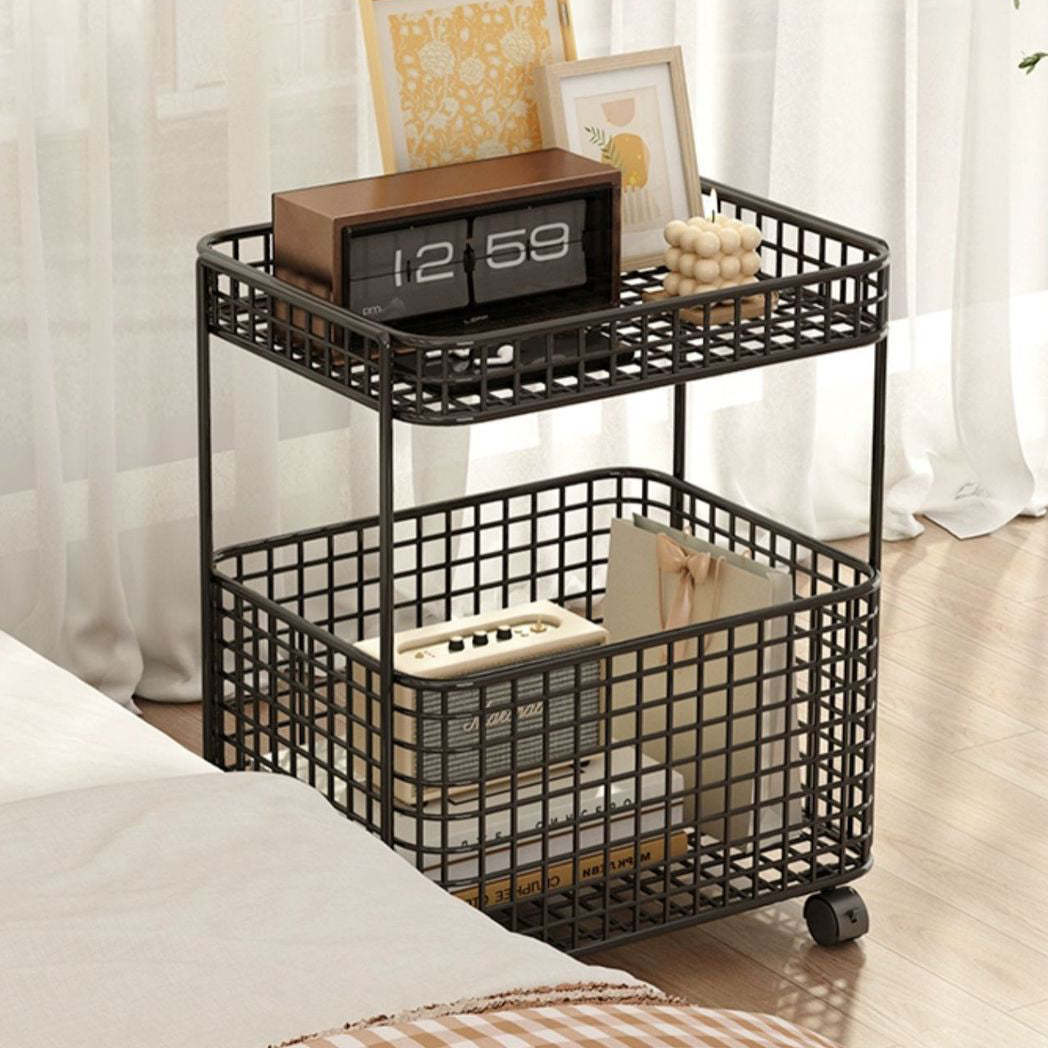 Minimalist Iron Hollow End Table with Wheels