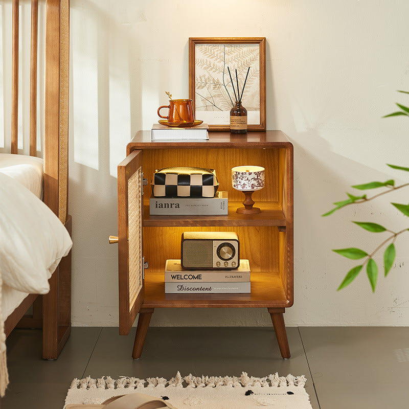 Mid-Century Wood 1-Storage Nightstand