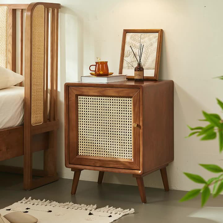 Mid-Century Wood 1-Storage Nightstand