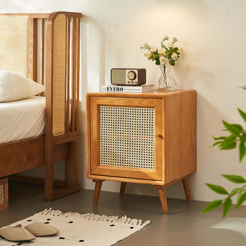 Mid-Century Wood 1-Storage Nightstand