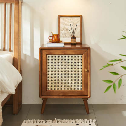 Mid-Century Wood 1-Storage Nightstand
