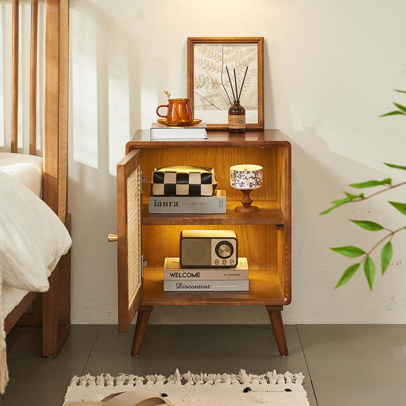 Mid-Century Wood 1-Storage Nightstand