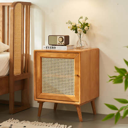Mid-Century Wood 1-Storage Nightstand