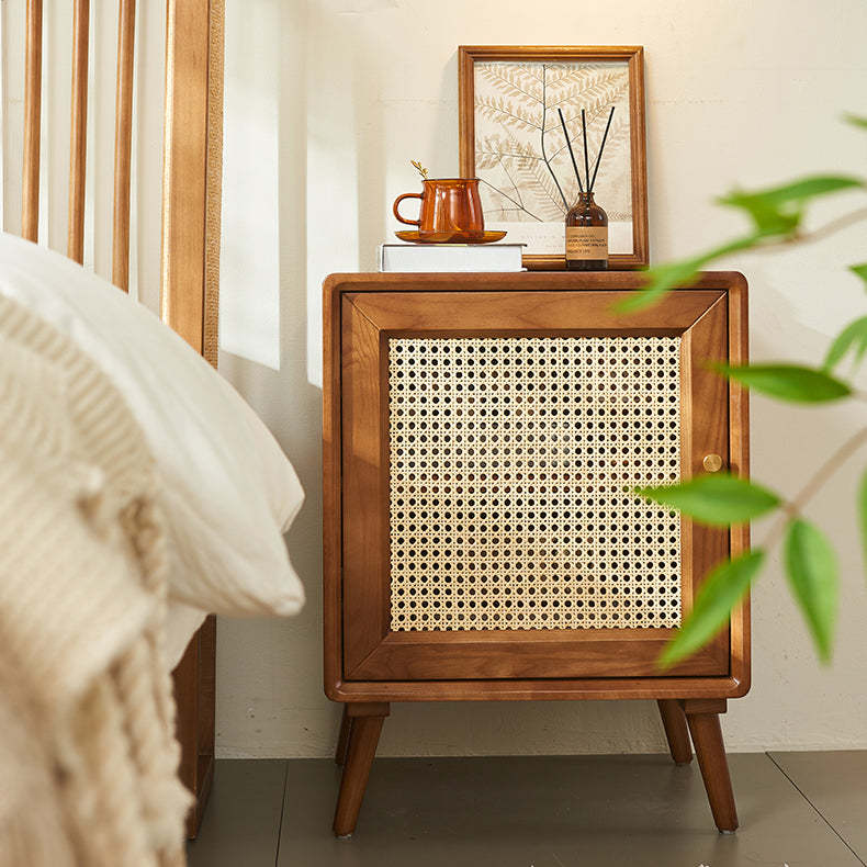 Mid-Century Wood 1-Storage Nightstand