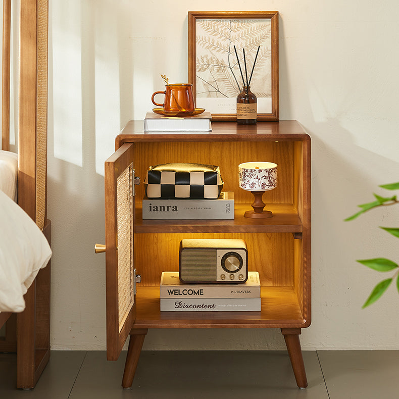 Mid-Century Wood 1-Storage Nightstand
