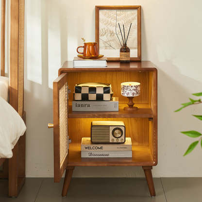Mid-Century Wood 1-Storage Nightstand