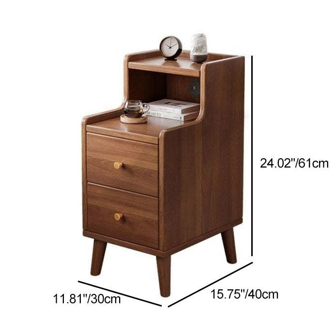 Minimalist Engineered Wood 2-Drawer 2-Tier Nightstand