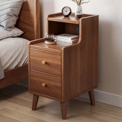 Minimalist Engineered Wood 2-Drawer 2-Tier Nightstand