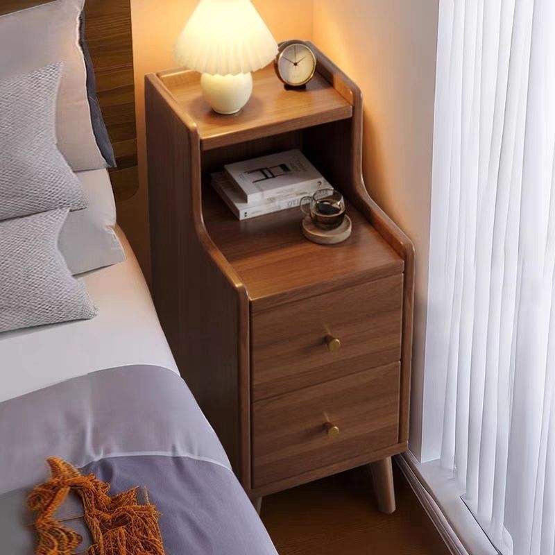Minimalist Engineered Wood 2-Drawer 2-Tier Nightstand