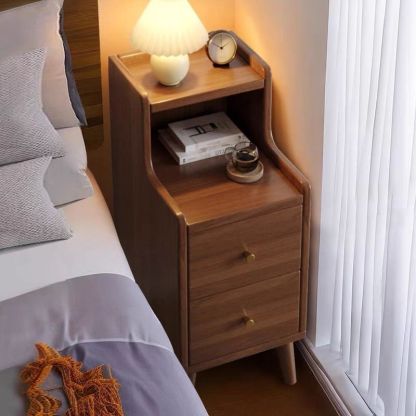 Minimalist Engineered Wood 2-Drawer 2-Tier Nightstand