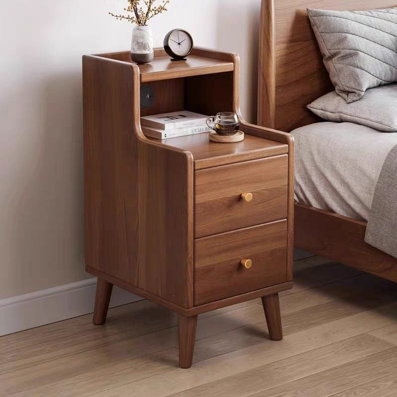 Lighom minimalist 2-tier 2-drawer wood metal nightstands