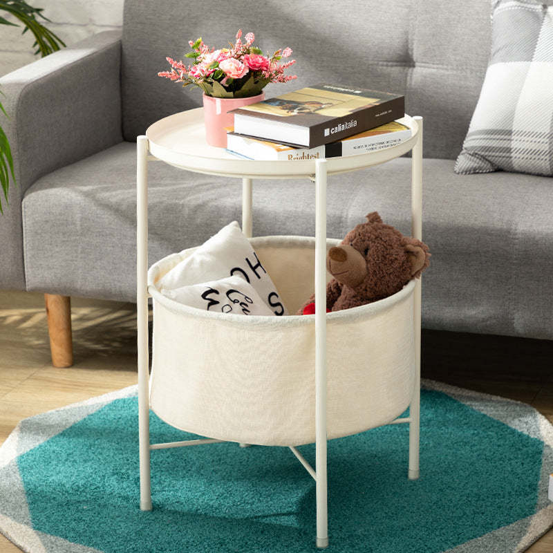 Minimalist Iron Round Coffee Table with Storage — Gray