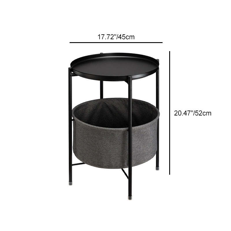 Minimalist Iron Round Coffee Table with Storage