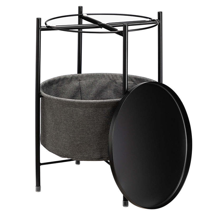 Minimalist Iron Round Coffee Table with Storage