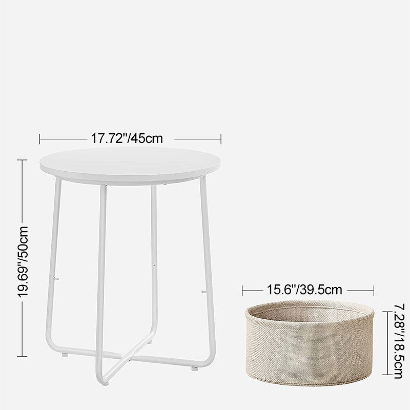 Minimalist Iron Wood Fabric Round Storage End Table