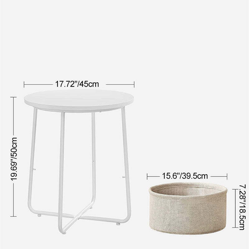 Minimalist Iron Wood Fabric Round Storage End Table