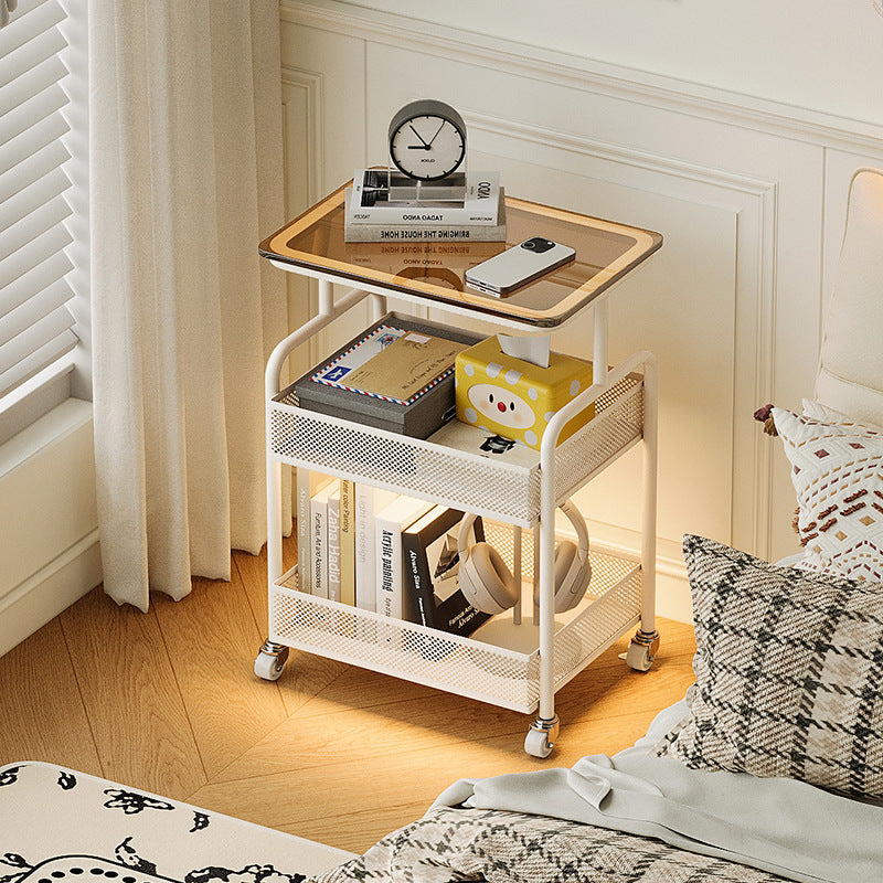 Wood iron glass metal movable tempered end & side tables - minimalist