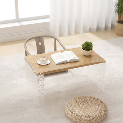 Minimalist Acrylic Coffee Table — Wood Color