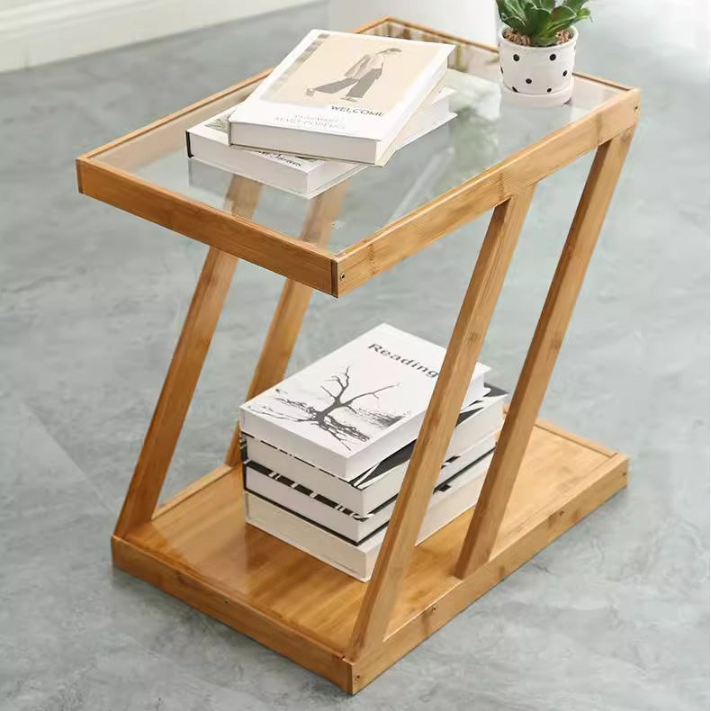 Minimalist Bamboo 2-Tier Shelf — Wood Color