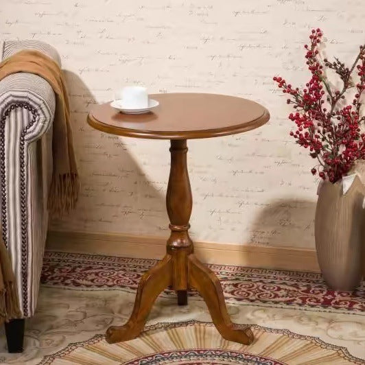 European Wood Round Triangular-Base Coffee Table