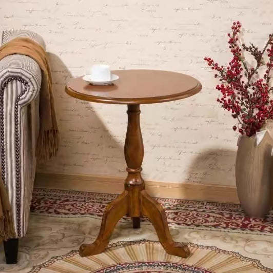 European Wood Round Triangular-Base Coffee Table — Black