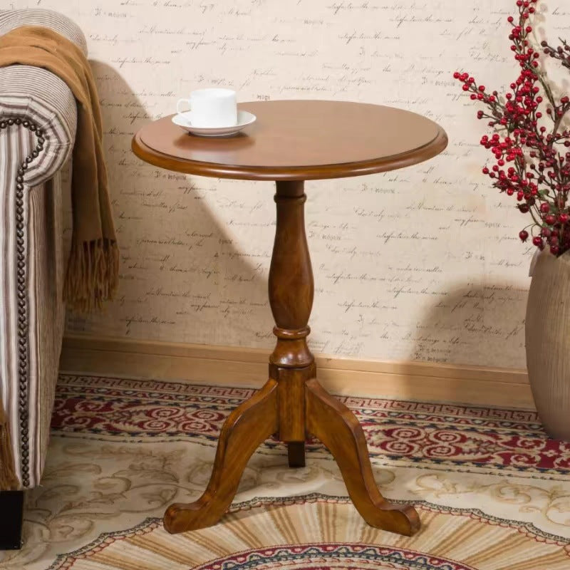 European Wood Round Triangular-Base Coffee Table