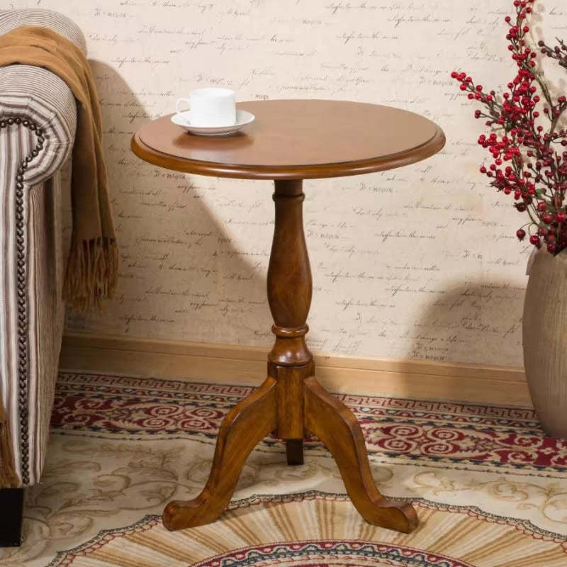 Lighom traditional round triangular-base walnut coffee tables