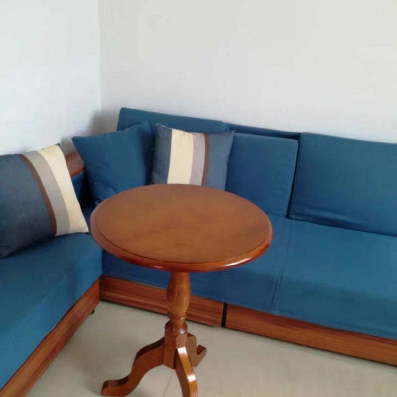 European Wood Round Triangular-Base Coffee Table