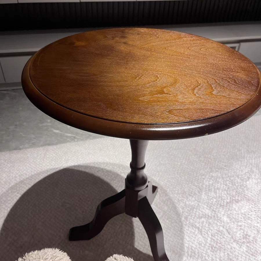 European Wood Round Triangular-Base Coffee Table