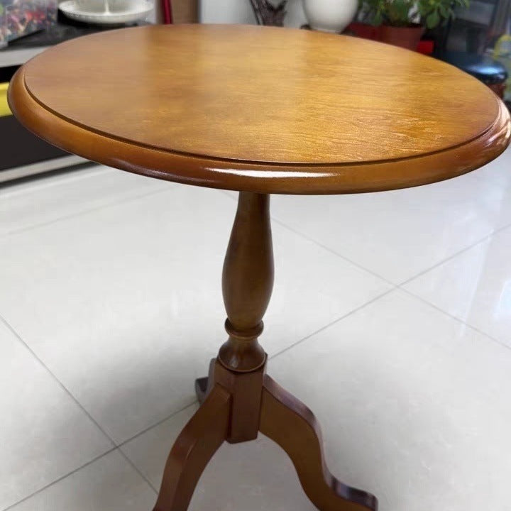 European Wood Round Triangular-Base Coffee Table