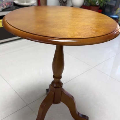 European Wood Round Triangular-Base Coffee Table