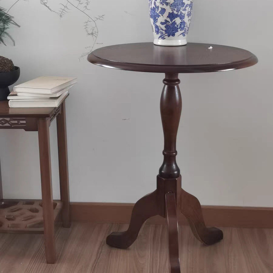 European Wood Round Triangular-Base Coffee Table