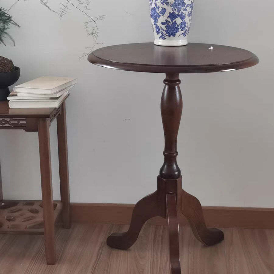 European Wood Round Triangular-Base Coffee Table