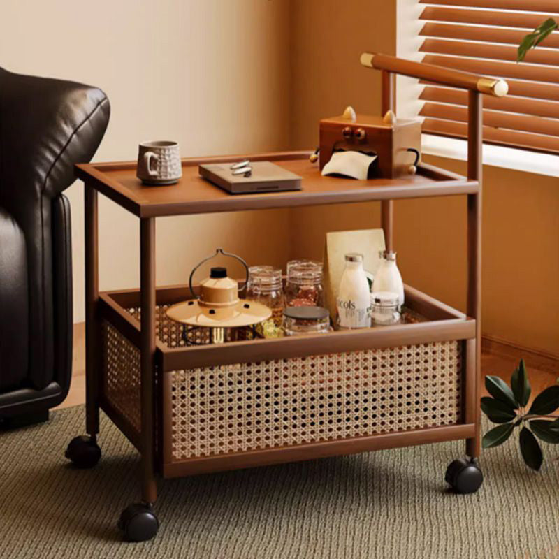 Mid-Century Bamboo Rattan End Table 1-Storage
