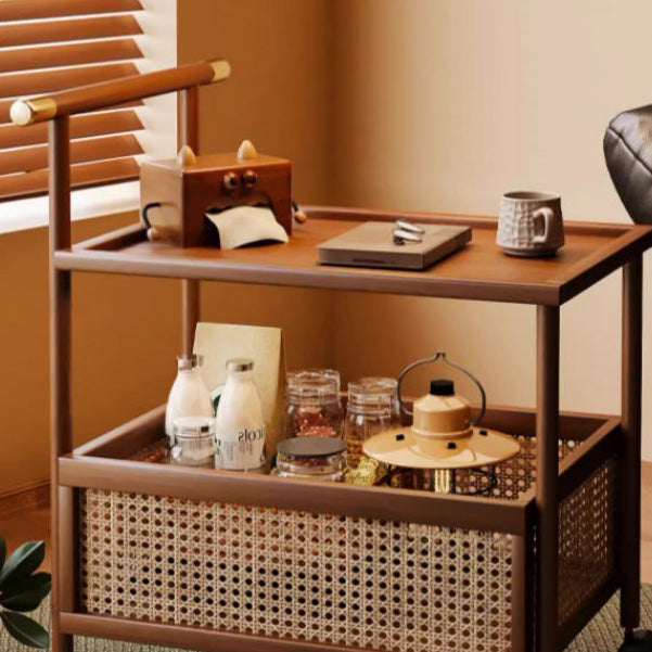 Mid-Century Bamboo Rattan End Table 1-Storage