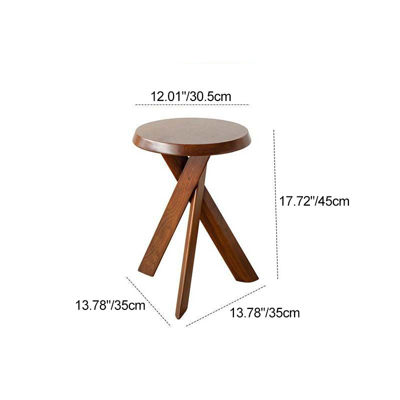 Mid-Century Wood X-Base Round End Table