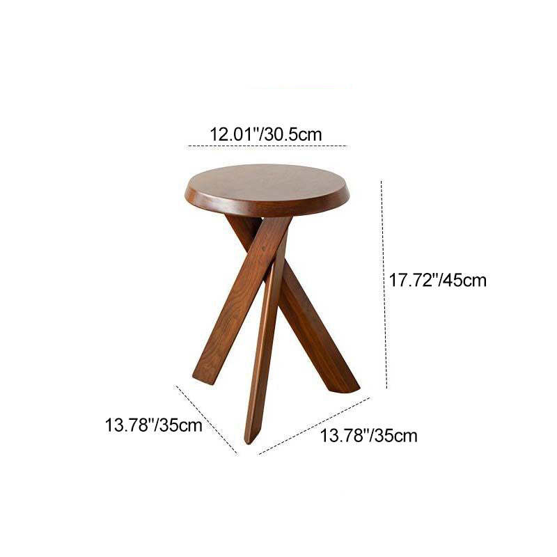 Mid-Century Wood X-Base Round End Table