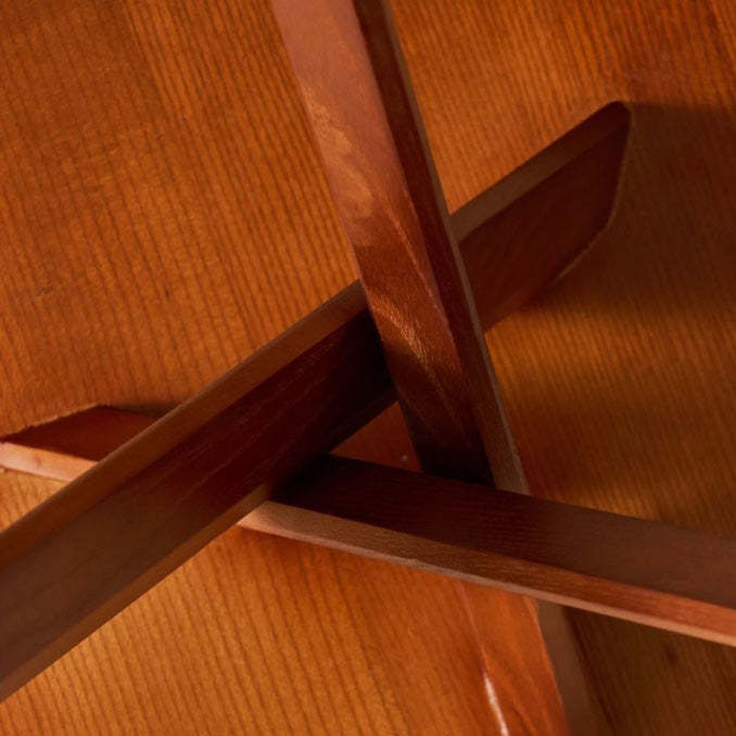 Mid-Century Wood X-Base Round End Table