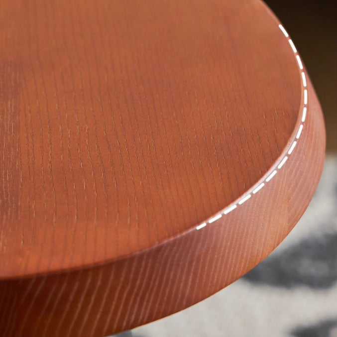 Mid-Century Wood X-Base Round End Table