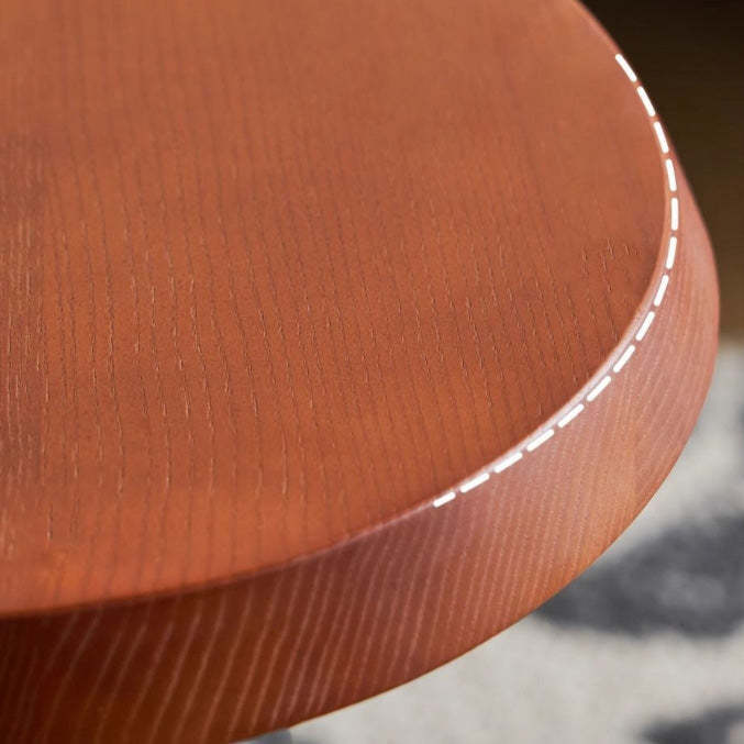 Mid-Century Wood X-Base Round End Table