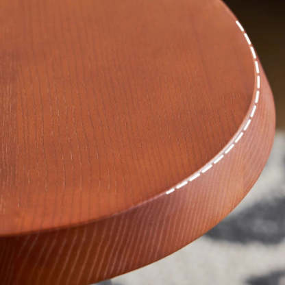 Mid-Century Wood X-Base Round End Table