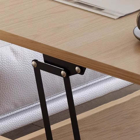 Minimalist Solid Wood Sintered Stone Lift-Top Coffee Table
