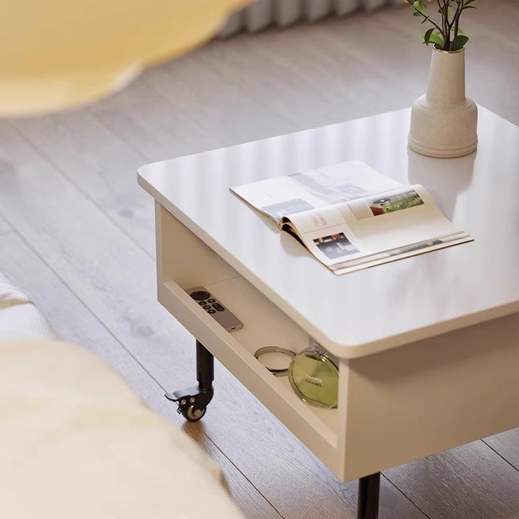 Minimalist Solid Wood Sintered Stone Lift-Top Coffee Table