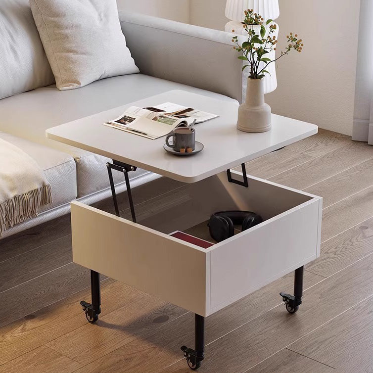 Minimalist Solid Wood Sintered Stone Lift-Top Coffee Table
