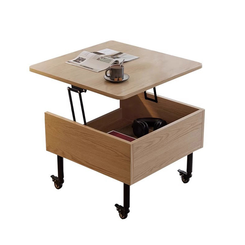 Minimalist Solid Wood Sintered Stone Lift-Top Coffee Table
